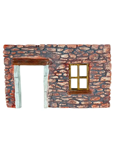 Coloured Plaster Wall with Window and Doorway for 8–10 cm Nativity Figures