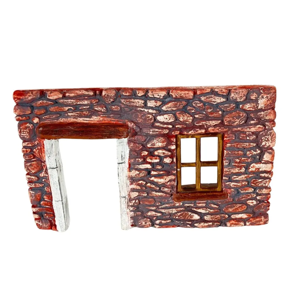 Coloured Plaster Wall with Window and Doorway for 8–10 cm Nativity Figures