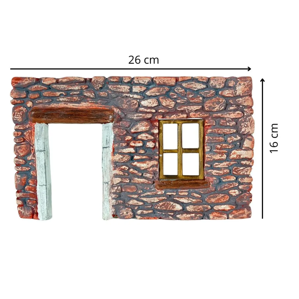 Coloured Plaster Wall with Window and Doorway for 8–10 cm Nativity Figures