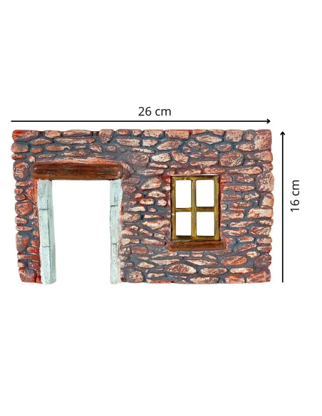 Coloured Plaster Wall with Window and Doorway for 8–10 cm Nativity Figures