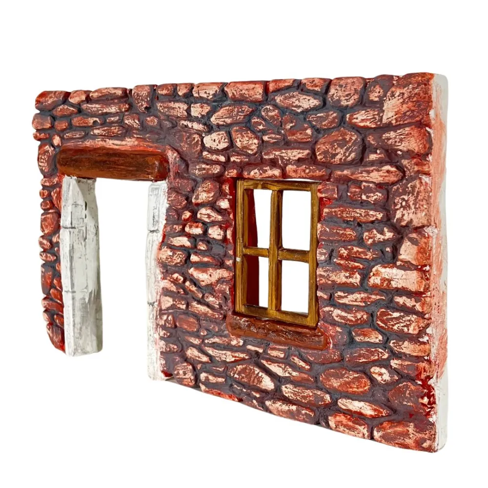 Coloured Plaster Wall with Window and Doorway for 8–10 cm Nativity Figures