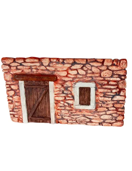 Coloured Plaster Wall with Door and Window for 8–10 cm Nativity Figures