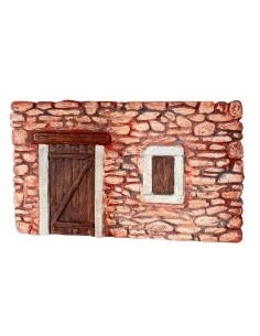 Parete in gesso colorata con porta e finestra per statue da 8-10 cm