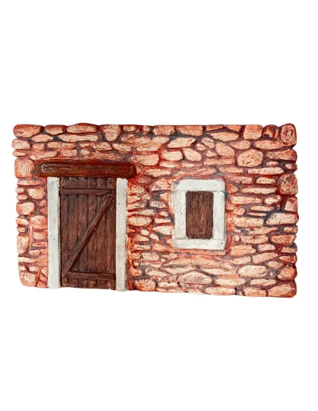 Coloured Plaster Wall with Door and Window for 8–10 cm Nativity Figures