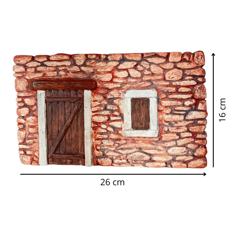 Coloured Plaster Wall with Door and Window for 8–10 cm Nativity Figures