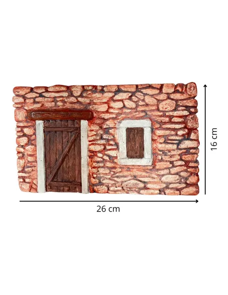 Parete in gesso colorata con porta e finestra per statue da 8-10 cm