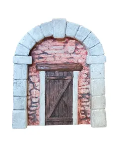 Coloured Plaster Wall with Arch and Door for 8–10 cm Nativity Figures 2