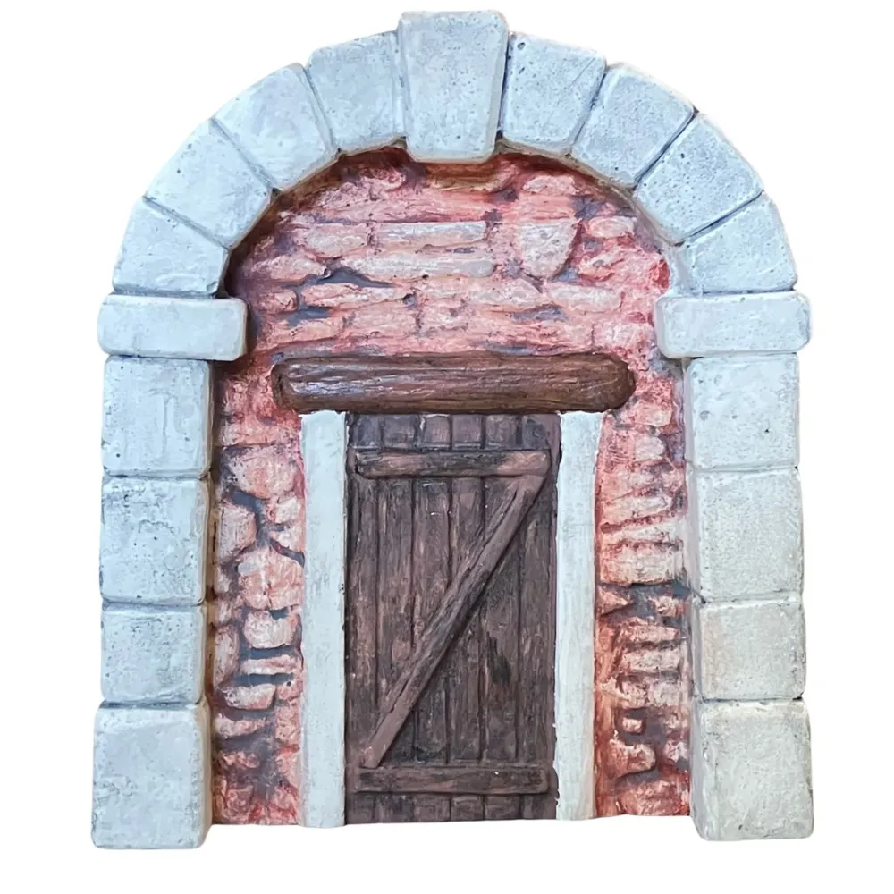 Coloured Plaster Wall with Arch and Door for 8–10 cm Nativity Figures