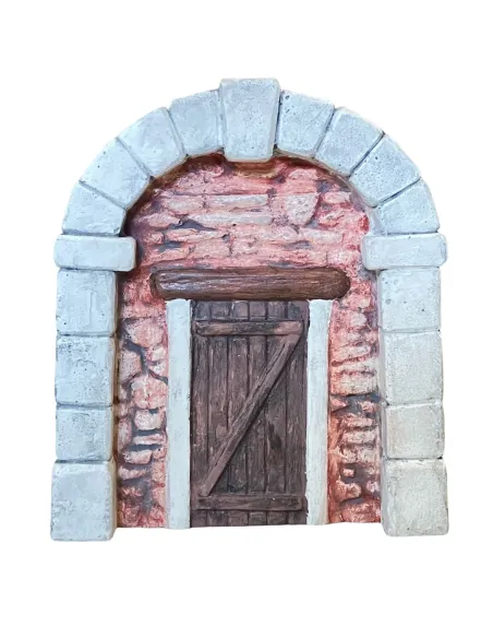 Parete con arco e porta in gesso colorata per statue da 8-10 cm