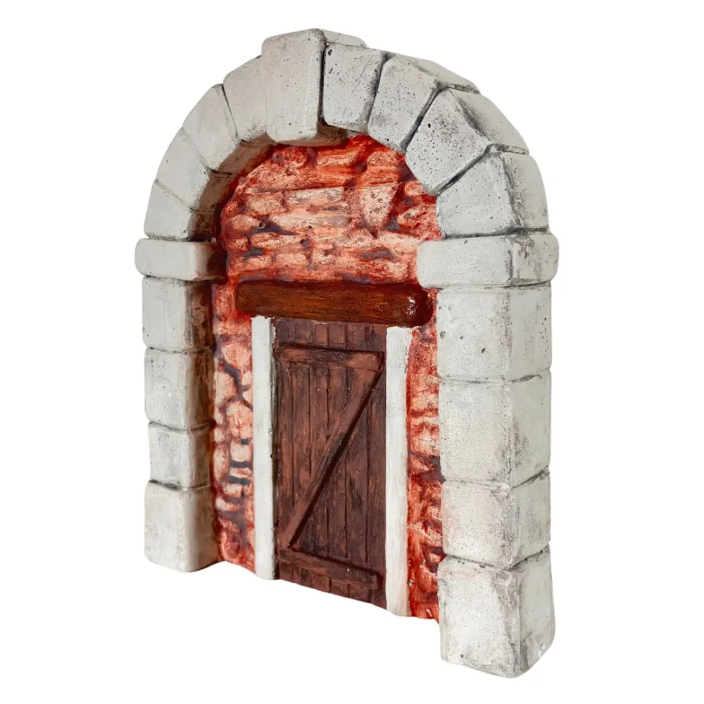 Coloured Plaster Wall with Arch and Door for 8–10 cm Nativity Figures