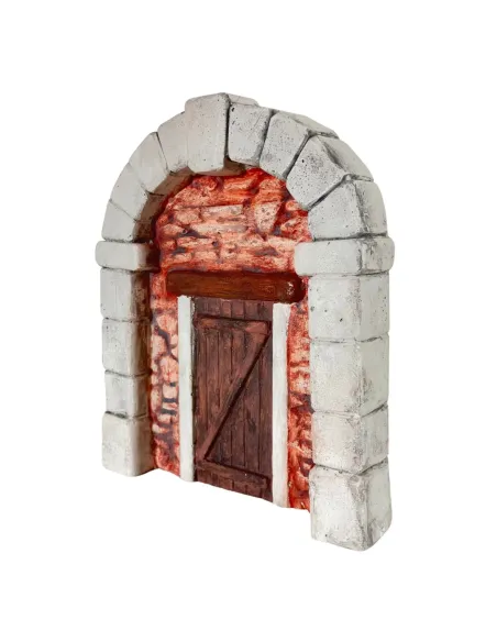 Parete con arco e porta in gesso colorata per statue da 8-10 cm