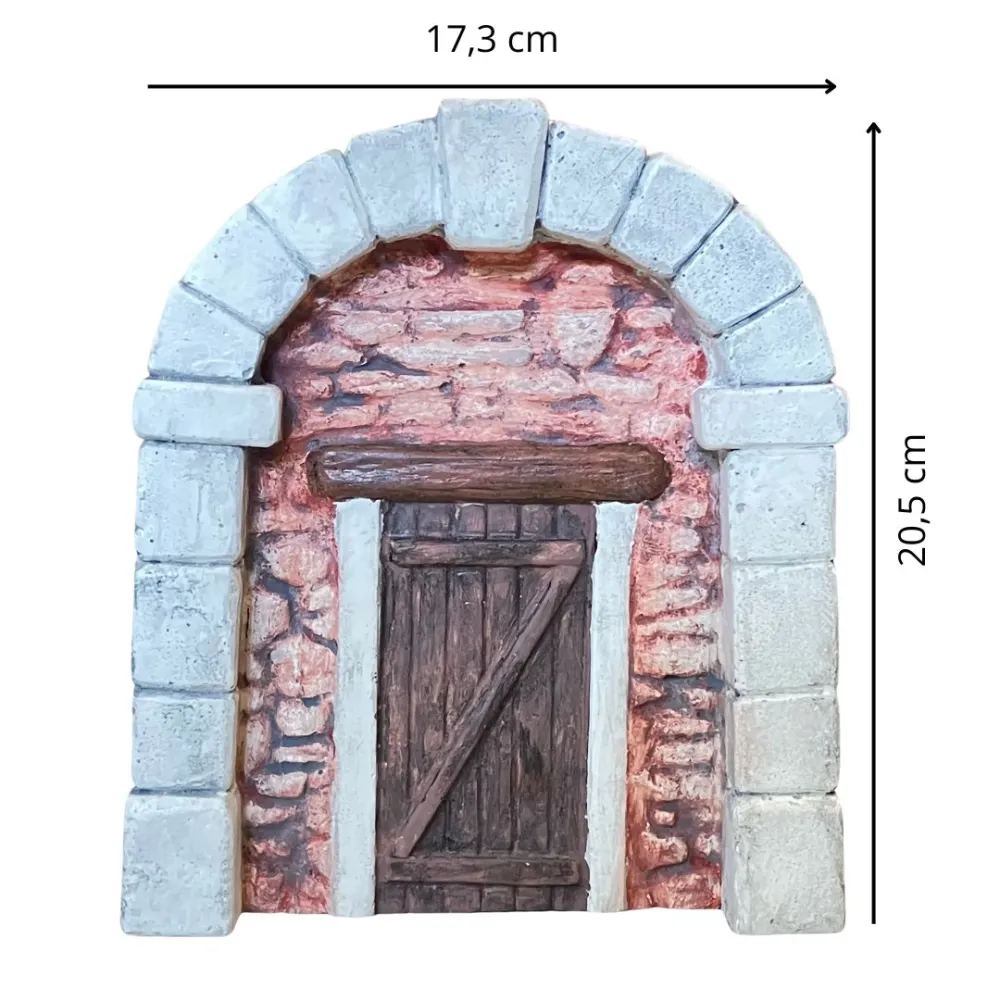 Coloured Plaster Wall with Arch and Door for 8–10 cm Nativity Figures