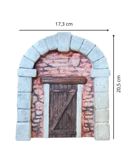 Parete con arco e porta in gesso colorata per statue da 8-10 cm