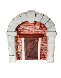Parete con arco e porta in gesso colorata per statue da 8-10 cm