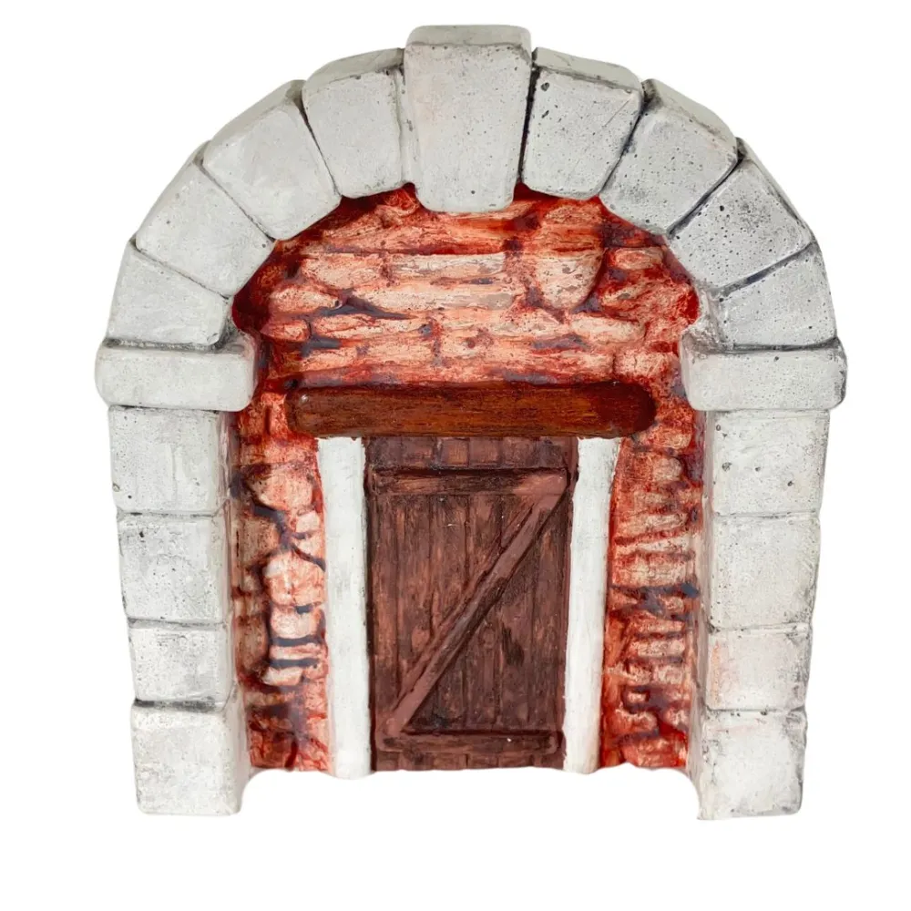 Coloured Plaster Wall with Arch and Door for 8–10 cm Nativity Figures
