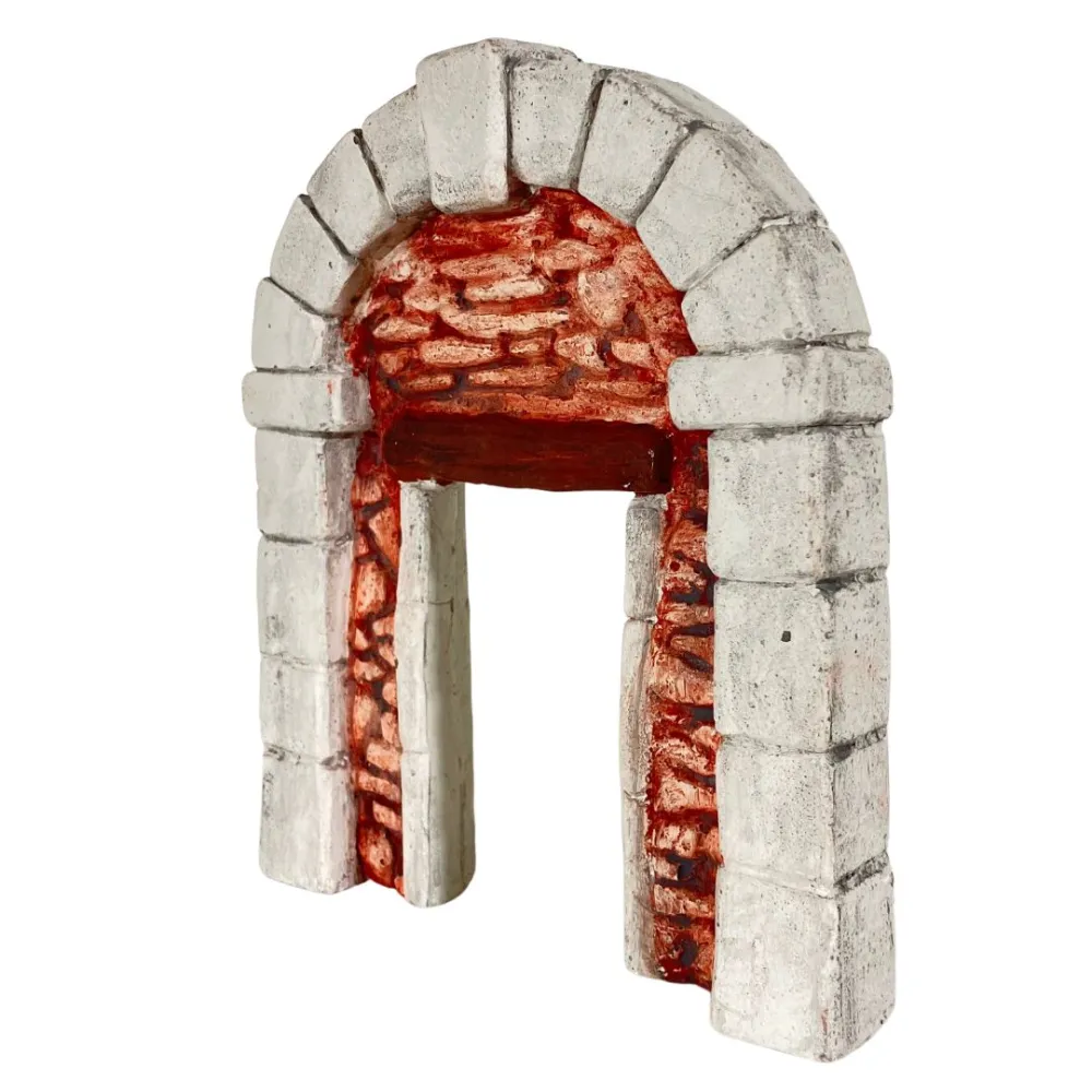 Coloured Plaster Wall with Arch and Doorway for 8–10 cm Nativity Figures