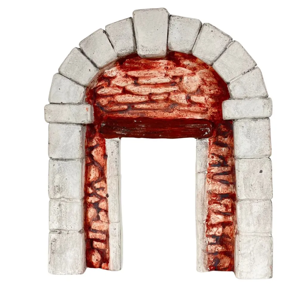Coloured Plaster Wall with Arch and Doorway for 8–10 cm Nativity Figures