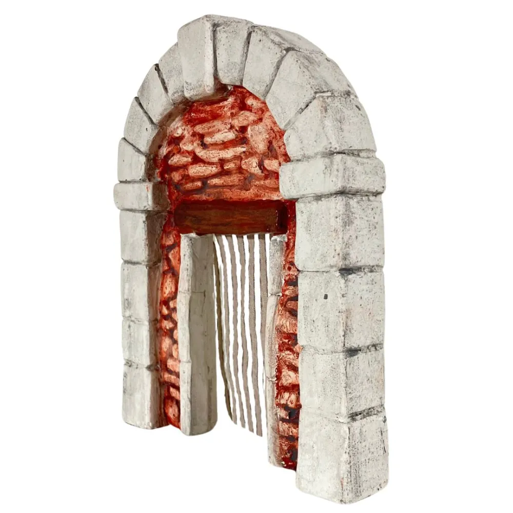 Coloured Plaster Wall with Arch and Curtain for 8–10 cm Nativity Figures