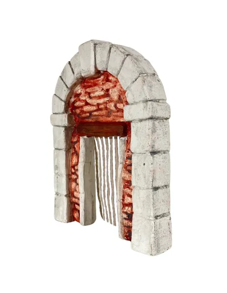 Parete con arco e tenda in gesso colorata per statue da 8-10 cm