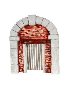 Parete con arco e tenda in gesso colorata per statue da 8-10 cm