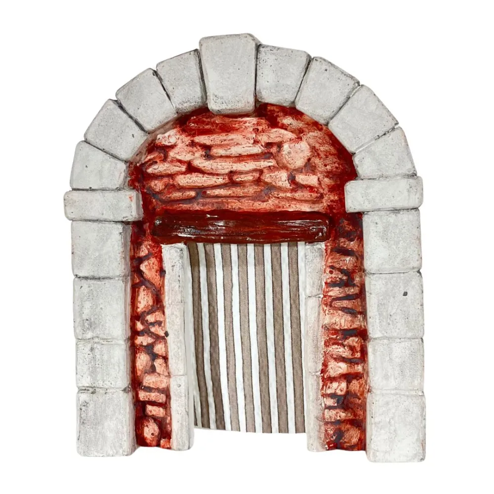 Coloured Plaster Wall with Arch and Curtain for 8–10 cm Nativity Figures