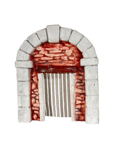 Parete con arco e tenda in gesso colorata per statue da 8-10 cm