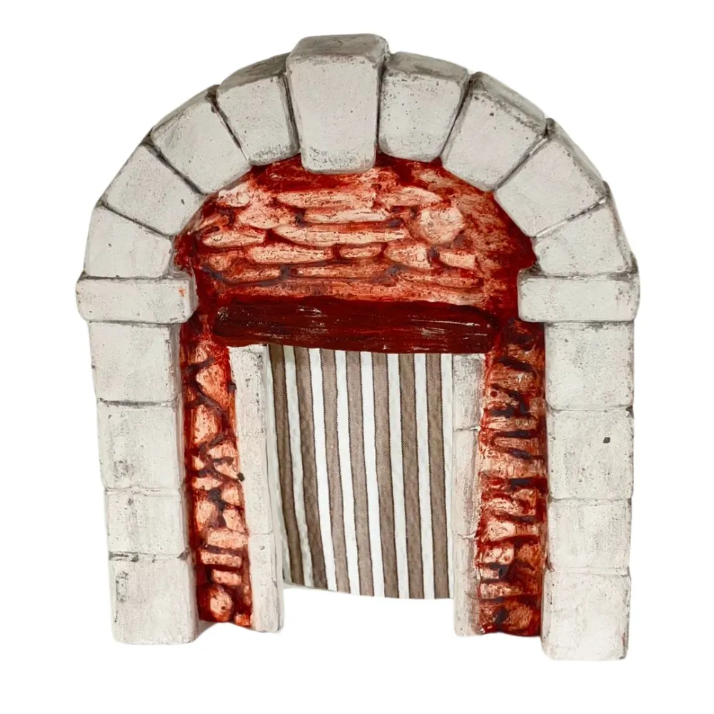 Coloured Plaster Wall with Arch and Curtain for 8–10 cm Nativity Figures