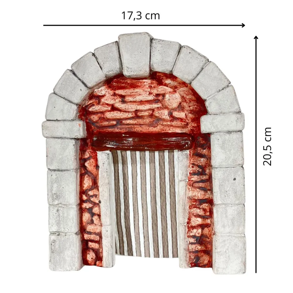 Coloured Plaster Wall with Arch and Curtain for 8–10 cm Nativity Figures