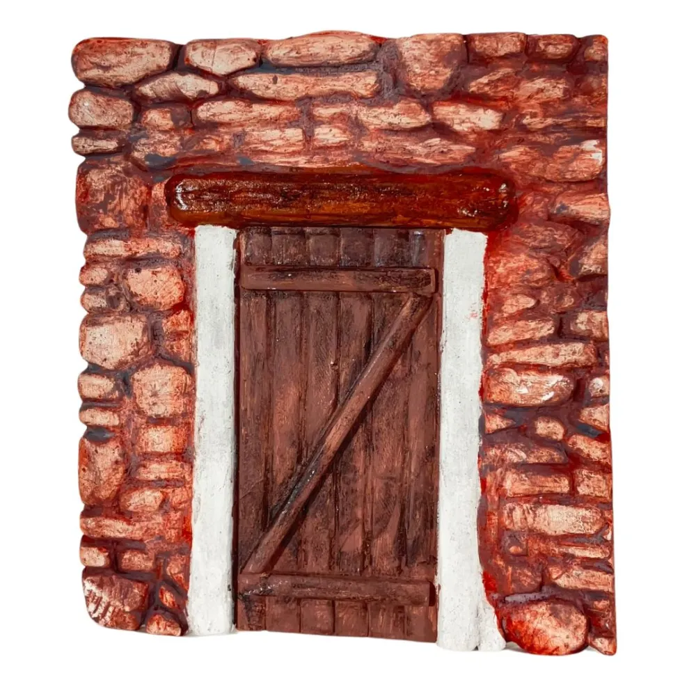 Coloured Plaster Wall with Door for 8–10 cm Nativity Figures