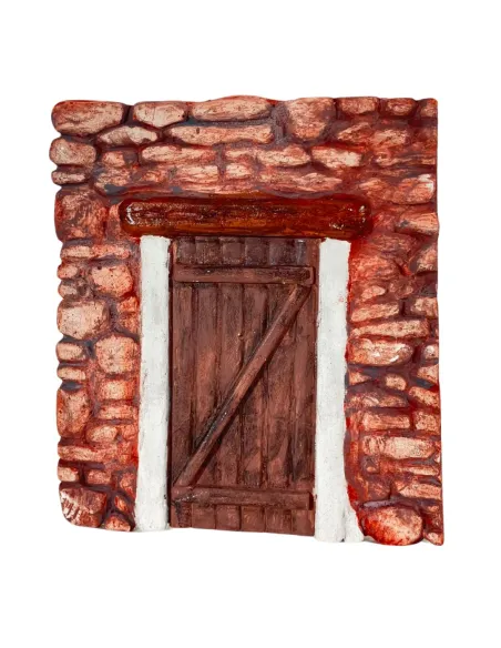 Coloured Plaster Wall with Door for 8–10 cm Nativity Figures
