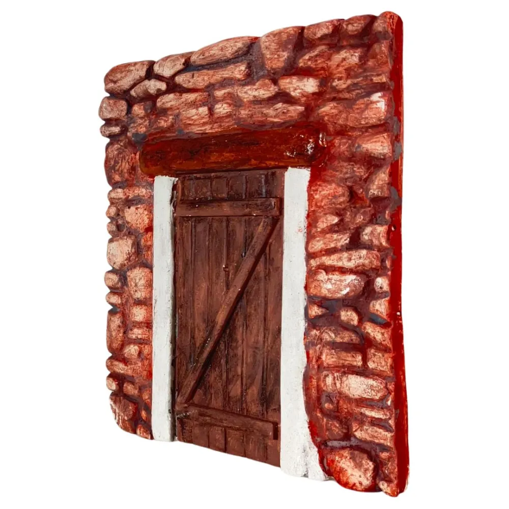 Coloured Plaster Wall with Door for 8–10 cm Nativity Figures