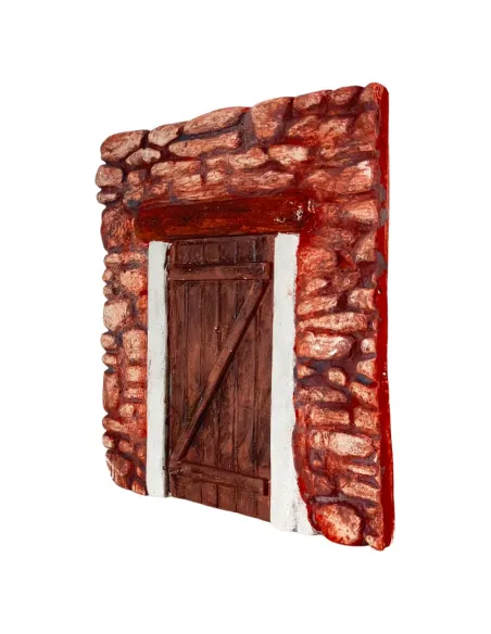 Coloured Plaster Wall with Door for 8–10 cm Nativity Figures