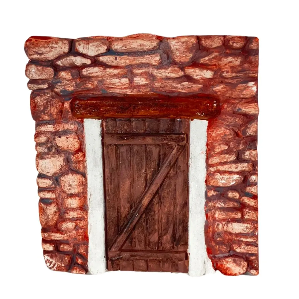 Coloured Plaster Wall with Door for 8–10 cm Nativity Figures