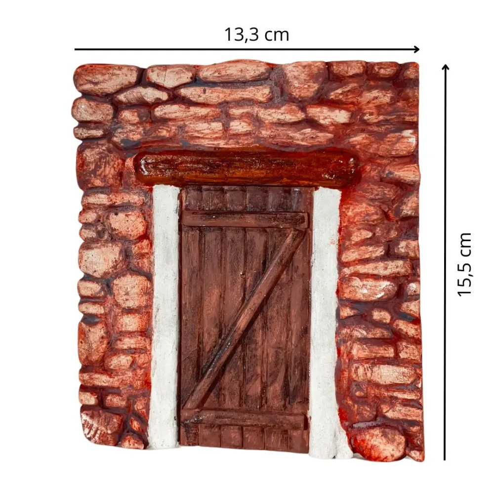 Coloured Plaster Wall with Door for 8–10 cm Nativity Figures