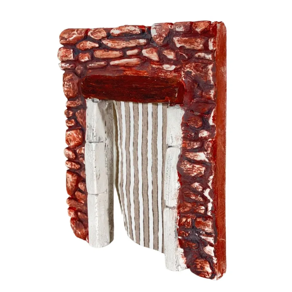 Coloured Plaster Wall with Curtain for 8–10 cm Nativity Figures