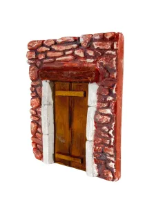 Parete in gesso colorata con porta in legno per statue da 8-10 cm 2