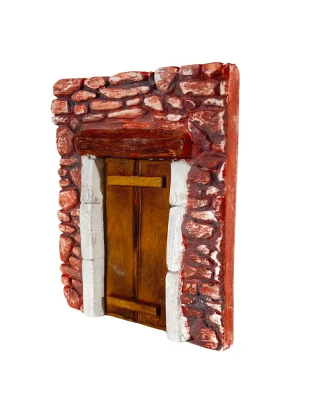 Parete in gesso colorata con porta in legno per statue da 8-10 cm