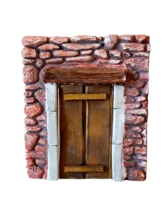 Parete in gesso colorata con porta in legno per statue da 8-10 cm