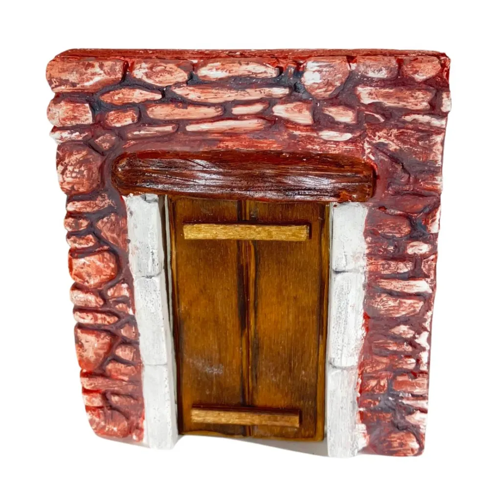 Coloured Plaster Wall with Wooden Door for 8–10 cm Nativity Figures