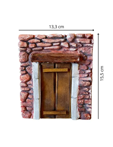 Parete in gesso colorata con porta in legno per statue da 8-10 cm