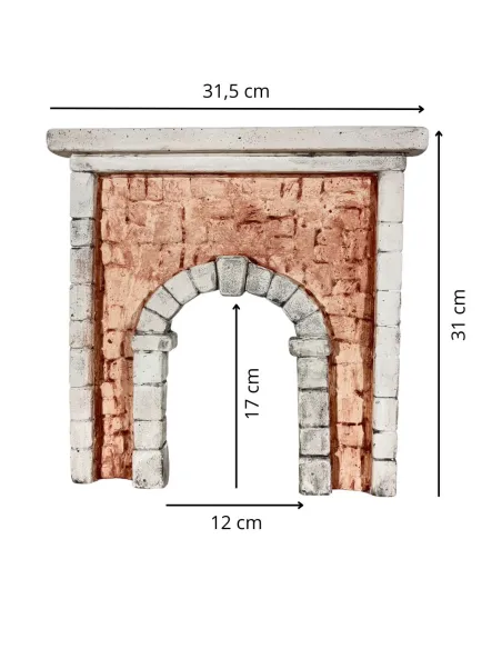 Parete con arco in gesso colorata per statue da 8-10 cm