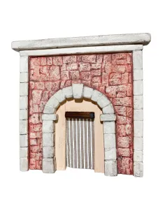 Parete con arco in gesso colorata e tenda per statue da 8-10 cm