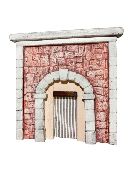Coloured Plaster Wall with Arch and Curtain for 8–10 cm Nativity Figures