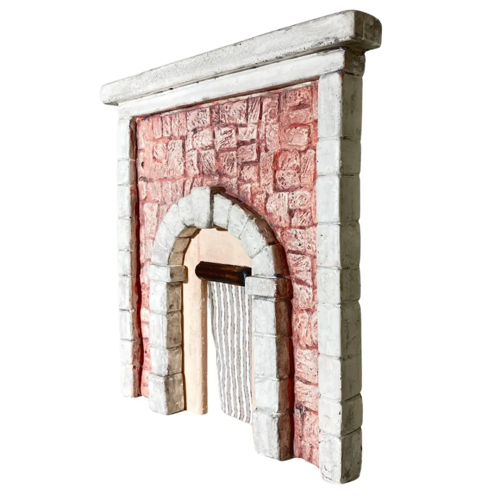 Coloured Plaster Wall with Arch and Curtain for 8–10 cm Nativity Figures
