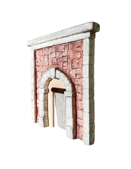 Coloured Plaster Wall with Arch and Curtain for 8–10 cm Nativity Figures