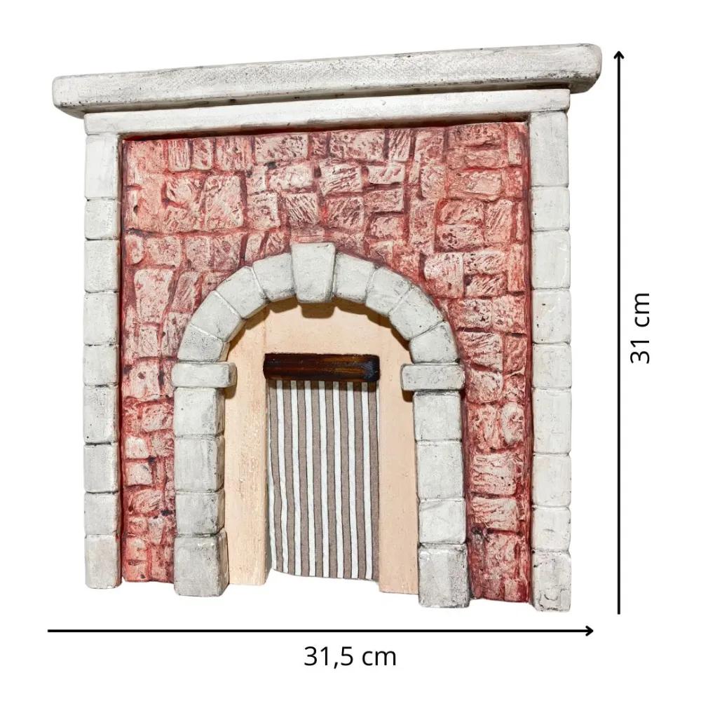 Coloured Plaster Wall with Arch and Curtain for 8–10 cm Nativity Figures