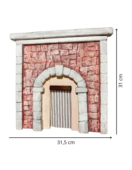 Parete con arco in gesso colorata e tenda per statue da 8-10 cm