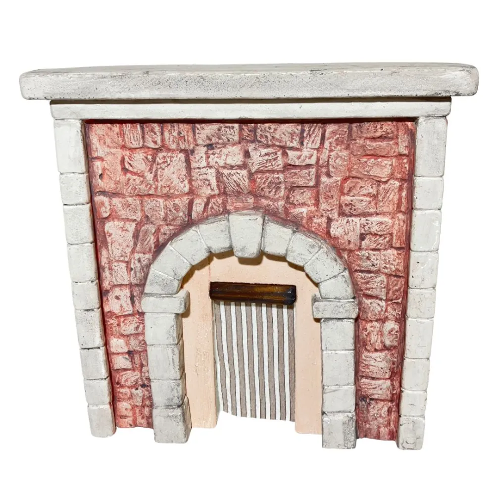 Coloured Plaster Wall with Arch and Curtain for 8–10 cm Nativity Figures