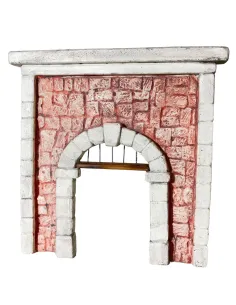 Coloured Plaster Wall with Arch and Metal Grille for 8–10 cm Nativity Figures
