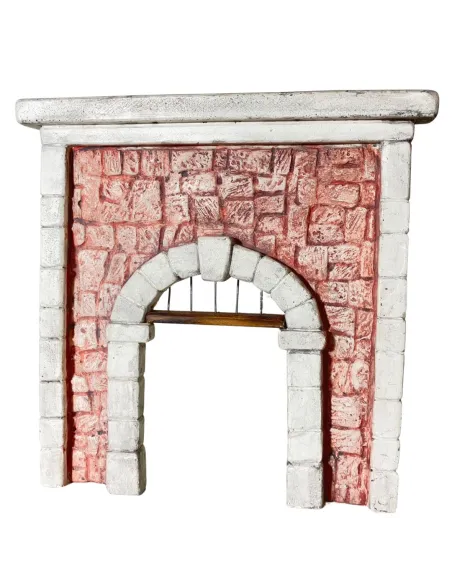 Coloured Plaster Wall with Arch and Metal Grille for 8–10 cm Nativity Figures